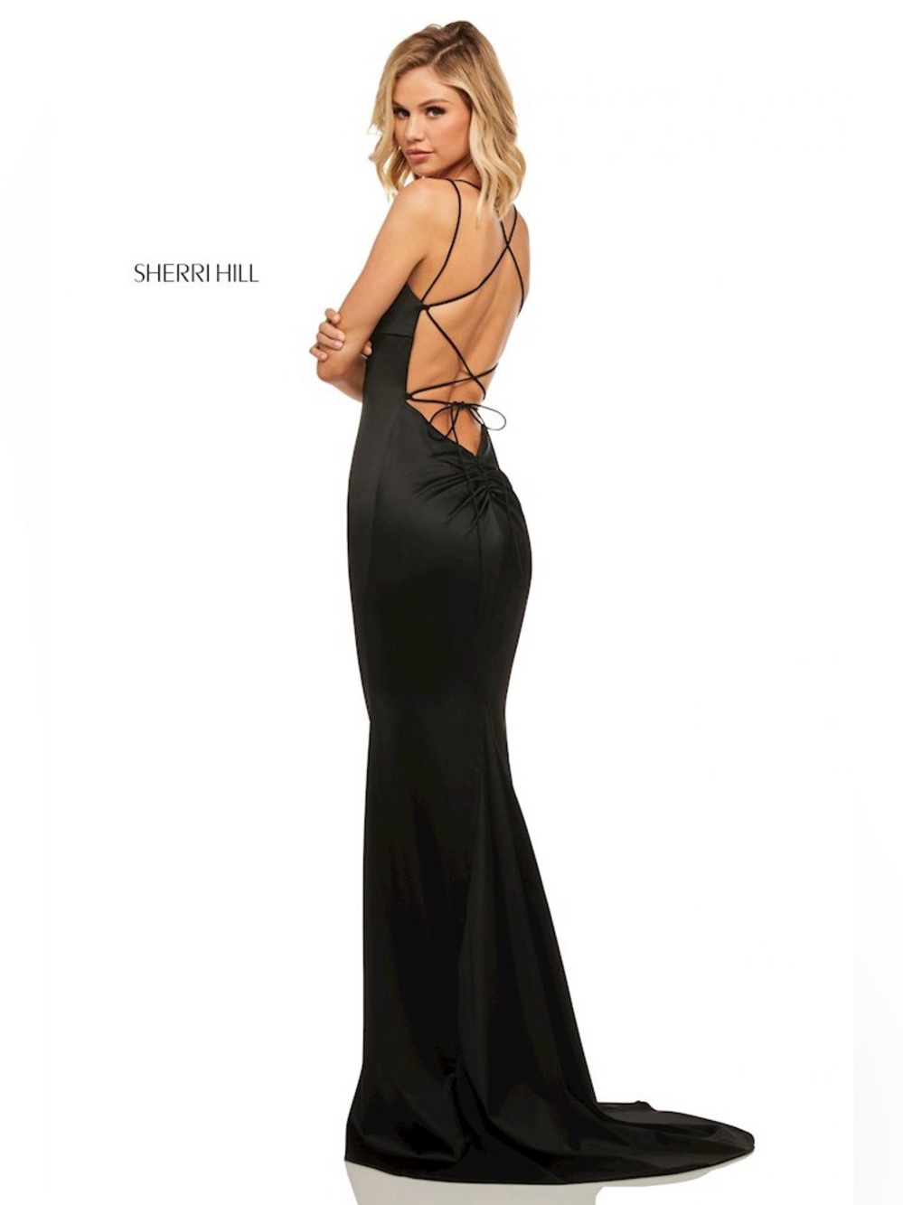 NWT Sherri Hill Dress Size 2 Black Formal Silky Evening Gown Prom 2026